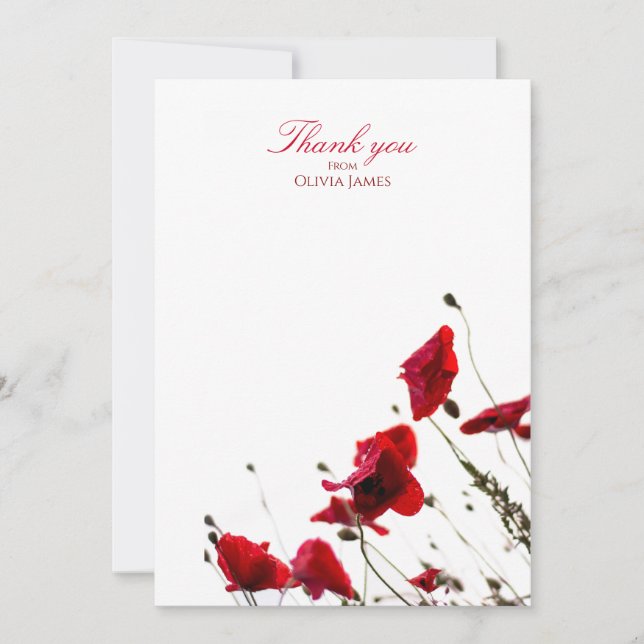 Red Poppy Merci Cartes (Devant)