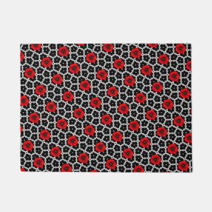 Red Poppy on Goth Flowers Doormat