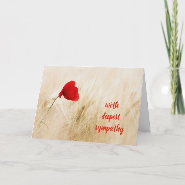 Red Poppy Open Field With Deepest Sympathy Card (Front)