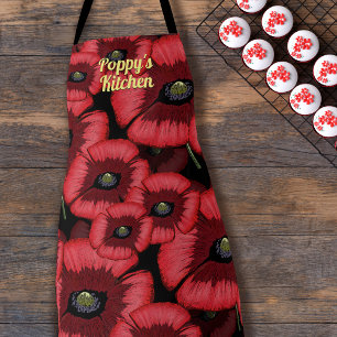 Red Poppy Personalized Kitchen Apron