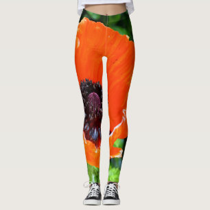 Red Poppy Photograph Leggings