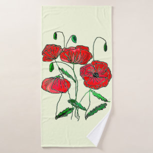 Red Poppy - Poppies - Painting Bath Towel