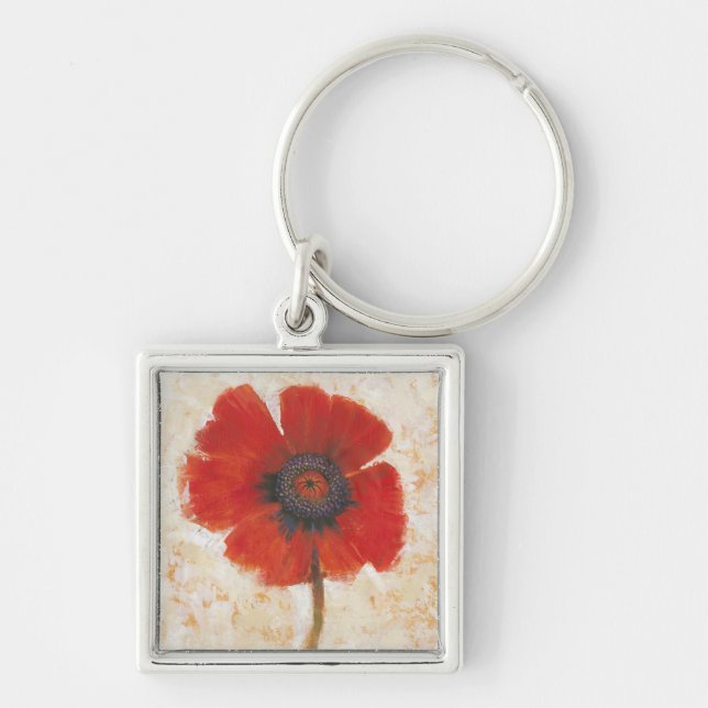 Red Poppy Portrait Keychain (Front)