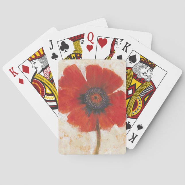Red Poppy Portrait Playing Cards (Back)