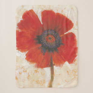 Red Poppy Portrait Sherpa Blanket