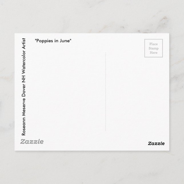 Red Poppy Postcard (Back)