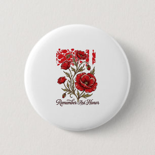 Red Poppy Remember And Honour Vintage Memorial Shi 2 Inch Round Button