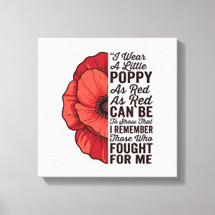 Red Poppy Remembrance Quote Vector Shirt Design_1 Canvas Print