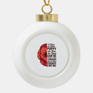 Red Poppy Remembrance Quote Vector Shirt Design_1 Ceramic Ball Christmas Ornament