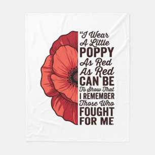 Red Poppy Remembrance Quote Vector Shirt Design_1 Fleece Blanket