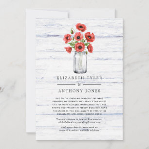 Red Poppy Rustic Country Reduced Guest List Announcement