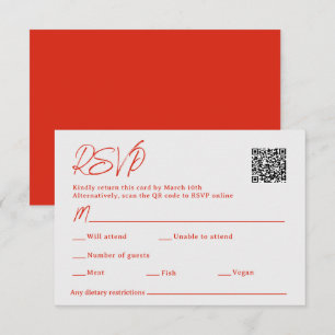 Red Poppy Sacan QR Code Wedding RSVP Card