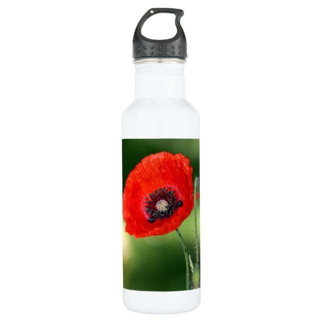 Red Poppy Seed Aluminum 24oz 710 Ml Water Bottle (Front)