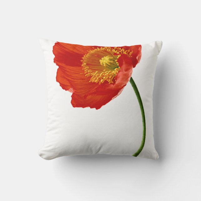 Red Poppy Simplicity Throw Pillow (Front)