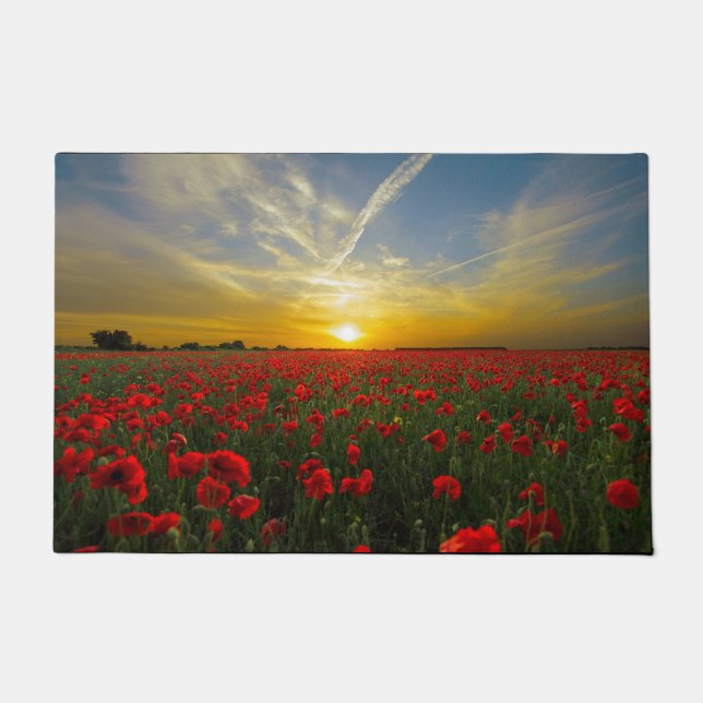 Red Poppy Sunset Doormat (Front)