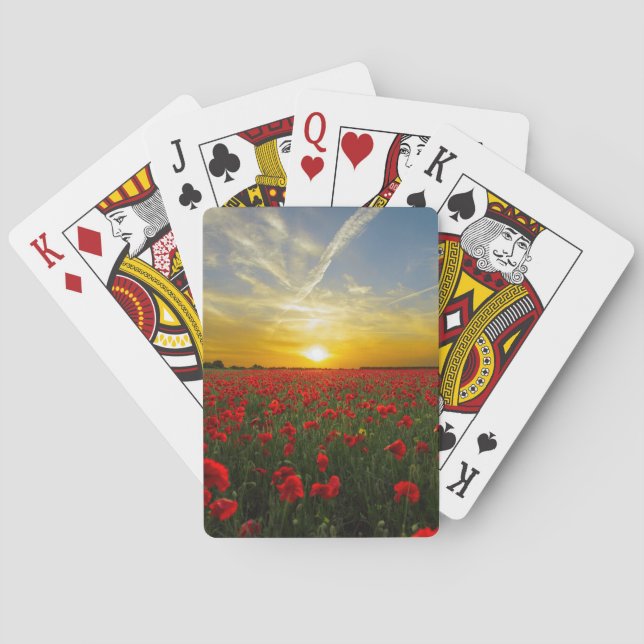 Red Poppy Sunset Playing Cards (Back)