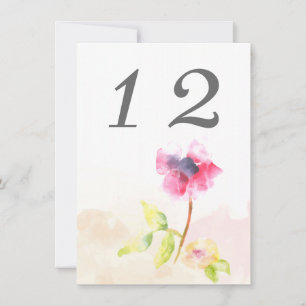Red Poppy Table Number Card