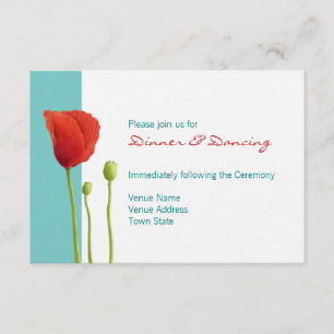 Red Poppy teal Reception Card