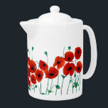 Red Poppy Teapot<br><div class="desc">Poppy Teapot, lovely bright red flowers with gentle green stems. Medium sized tea pot, bring it out when guests arrive, use in the garden when the sunshine is out, or even on your shelf it will look delightfull.</div>
