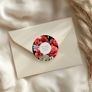 Red Poppy Thank You For Your Order Classic Round Sticker