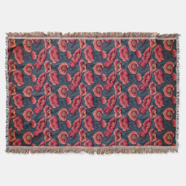 Red Poppy Throw Blanket (Front)
