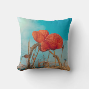 Red Poppy Throw Pillow