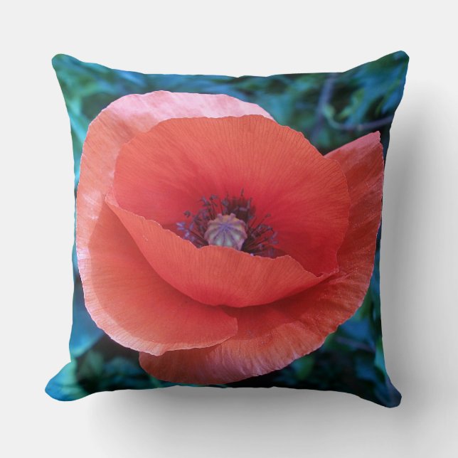 Red Poppy. Throw Pillow (Front)