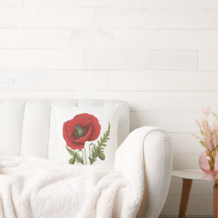 Red Poppy  Throw Pillow