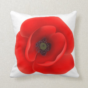 Red Poppy Throw Pillow