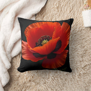red poppy throw pillow