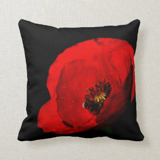 Red poppy throw pillow
