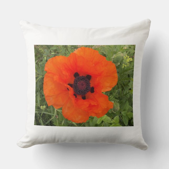 red poppy throw pillow (Front)
