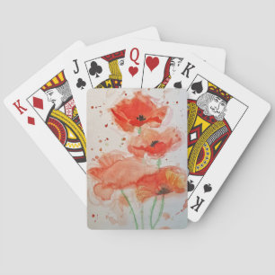 Red Poppy Watercolor Jeu de cartes