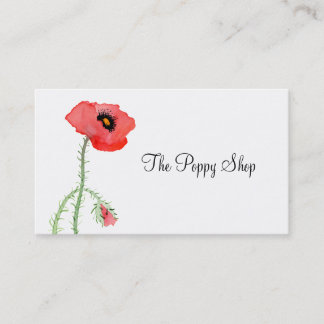 Red Poppy Watercolor, Summer Floral Poppies Business Card