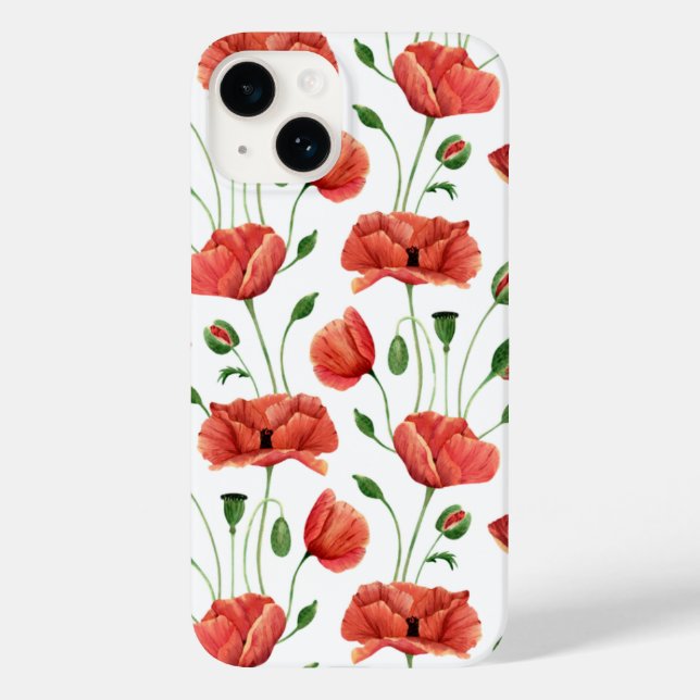 Red Poppy Watercolor Wildflower  Case-Mate iPhone Case (Back)