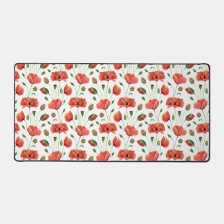 Red Poppy Watercolor Wildflower Desk Mat