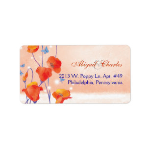 Red Poppy Wedding Address Label
