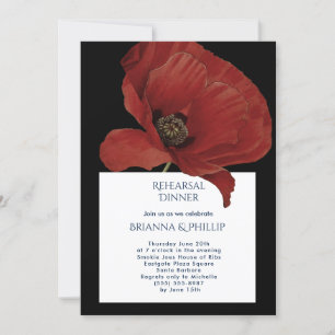 Red Poppy Wedding Rehearsal Dinner Invitation