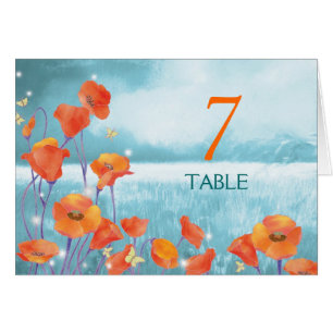 Red Poppy Wedding Tent Table Numbers
