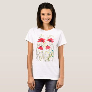 Red Poppy Wildflowers poppies flowers T-Shirt