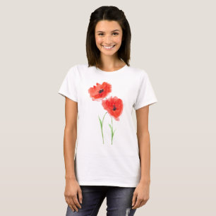 Red Poppy Wildflowers poppies flowers Vintage T-Shirt