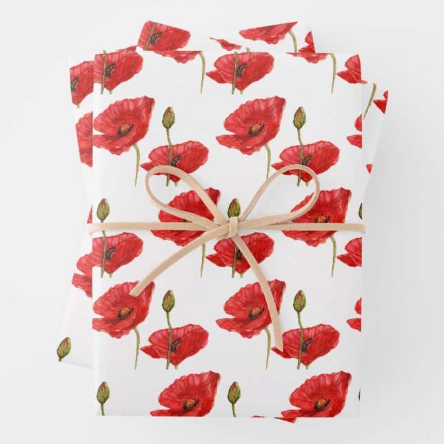 Red Poppy Wrapping Paper (In situ)