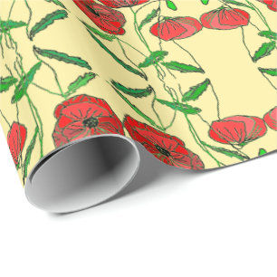 Red Poppy Wrapping Paper - Choose Colour