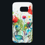 Red Poppy's Watercolors & Colourful Flowers Samsung Galaxy S7 Case<br><div class="desc">Cool colourful spring flowers with red poppy's watercolor illustration. White background.</div>