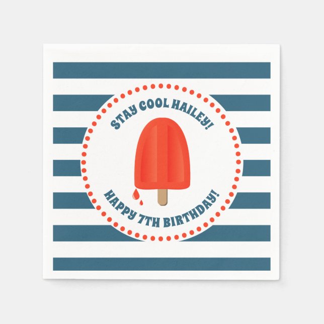 Red Popsicle Birthday Napkin (Front)