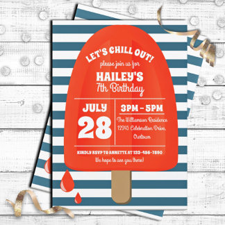 Red Popsicle Birthday Party Invitation