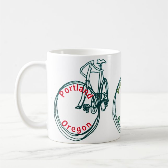 Red Portland Bicycle Coffee Mug (Left)