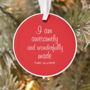 Red Positive Biblical Affirmation Circle Ornament