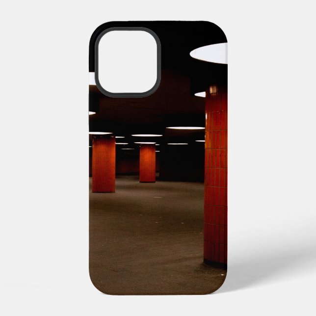 RED POST UNDER CEILING LIGHT AT NIGHT iPhone CASE (Back)