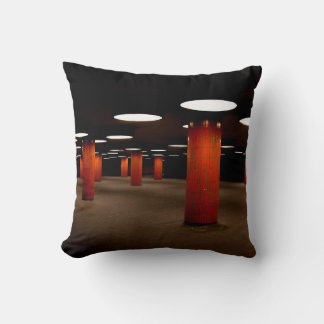 RED POST UNDER CEILING LIGHT AT NIGHT THROW PILLOW